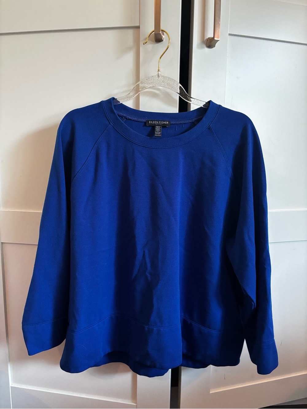 Eileen Fisher Royal Blue Crewneck Sweater Petite Medium Minimalist Chic